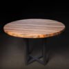 Masă rotundă din lemn masiv de nuc și cireș